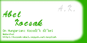 abel kocsak business card